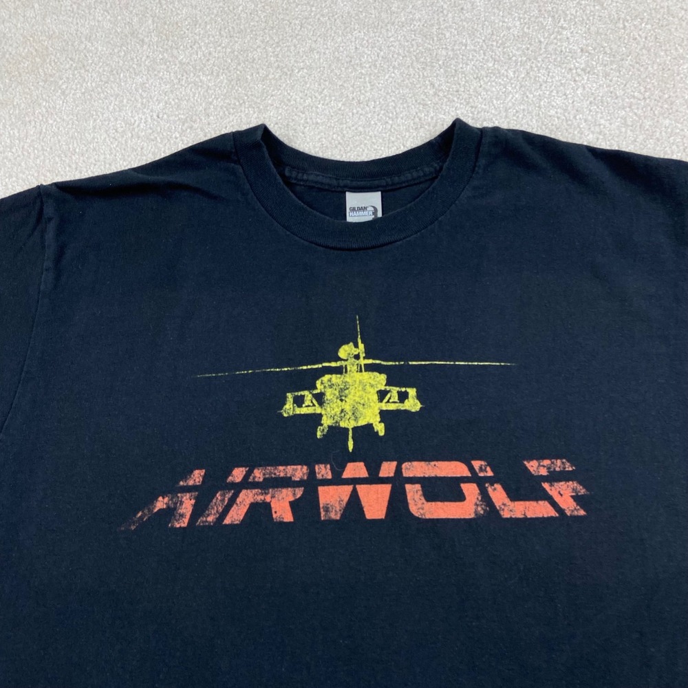 Airwolf T-Shirt Mens Large‎ Black Retro 80s TV Show Graphic Tee